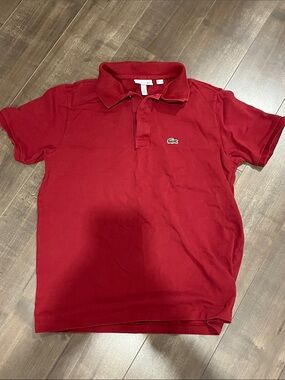 Lacoste Red Short-Sleeve Polo with Crocodile Logo